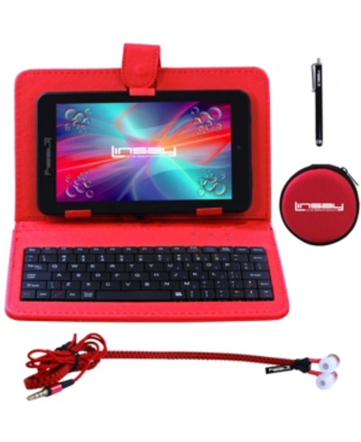 Shop Linsay 7" Quad Core 2gb Ram 32gb Android 10 Dual Camera Tablet With Red Leather Keyboard, Earphones And Pen In Black
