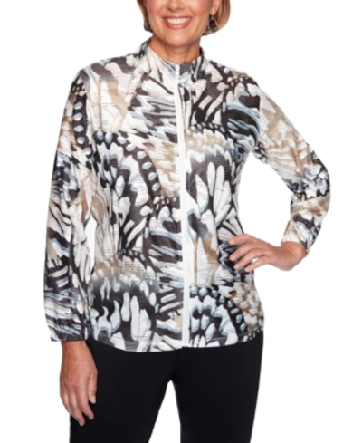 Shop Alfred Dunner Petite Classics Printed Jacket In Neutral