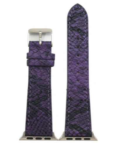Shop Nimitec Snake Leather Apple Watch Band In Purple