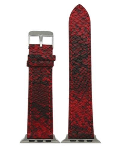 Shop Nimitec Snake Leather Apple Watch Band In Red
