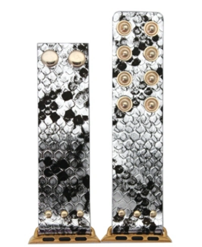 Shop Nimitec Metallic Snake Snap Button Apple Watch Band In Silver-tone