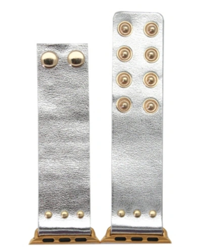 Shop Nimitec Shimmer Snap Button Apple Watch Band In Silver-tone