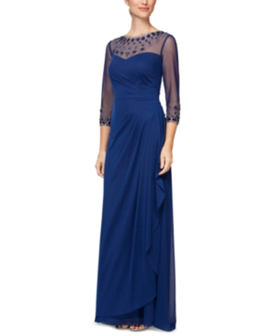 Shop Alex Evenings Petite Draped Sweetheart Gown In Royal Blue
