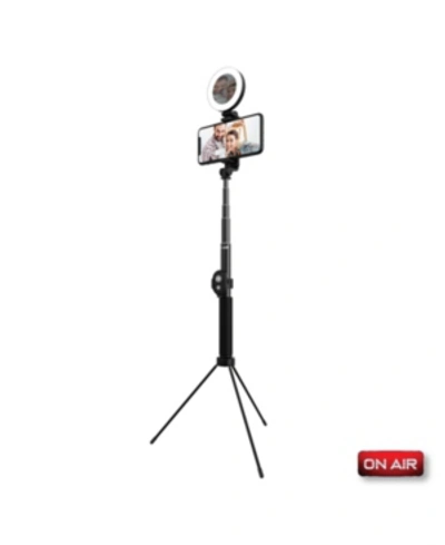 Shop Tzumi On Air Halo Stick 5" Ring Light With Extendable (4') Tripod, 3 Light Modes, Usb Power, And Bluetooth In Blk