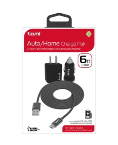 Shop Tzumi Micro-usb Cable 6' Auto Home Combo In Black