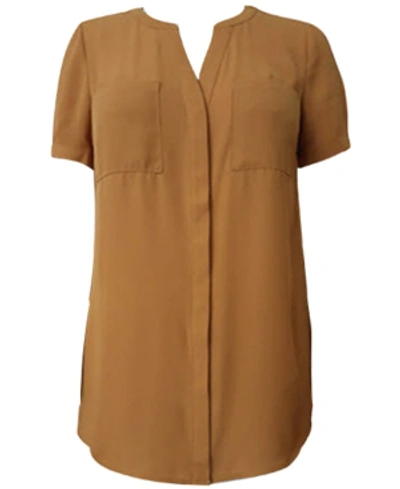 Shop Alfani Petite Short-sleeve Tunic, Created For Macy's In Sunset Lily