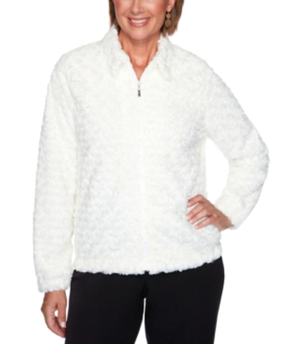 Shop Alfred Dunner Petite Faux-fur Jacket In Ivory