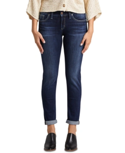 Shop Silver Jeans Co. Women's Boyfriend Mid Rise Slim Leg Jeans In Indigo