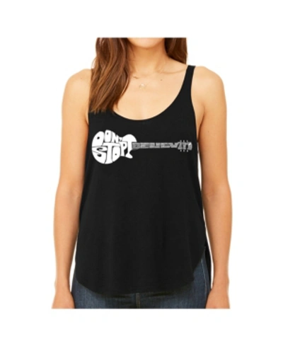 Shop La Pop Art Women's Premium Word Art Flowy Tank Top- Don't Stop Believin' In Black