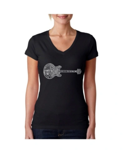 Shop La Pop Art Women's Word Art V-neck T-shirt In Black