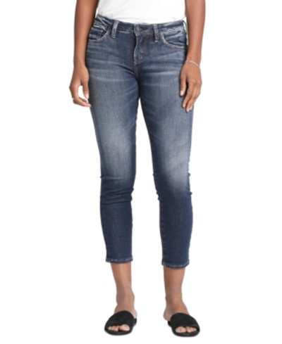 Shop Silver Jeans Co. Banning Skinny Faded Mid Rise Crop Jeans In Indigo