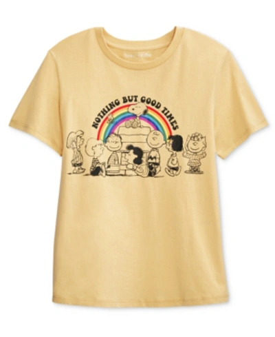 Shop Peanuts Juniors' Nothing But Good Times Graphic T-shirt In Dark Orange