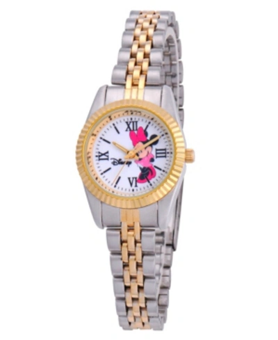 Shop Ewatchfactory Disney Minnie Mouse Women's Two Tone Silver And Gold Alloy Watch In Multi