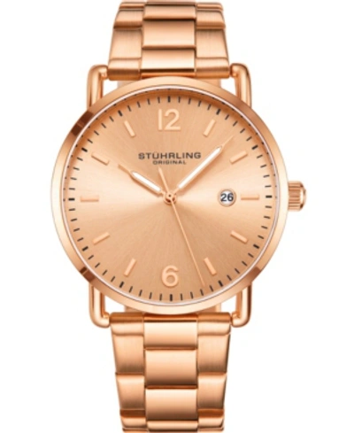Stuhrling Men's Gold-tone Link Bracelet Watch 38mm In Blush
