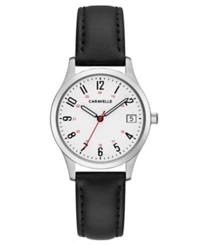 Shop Caravelle Designed By Bulova Women's Black Leather Strap Watch 30mm In No Color