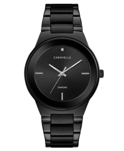Shop Caravelle Designed By Bulova Men's Diamond-accent Black Stainless Steel Bracelet Watch 40mm In No Color