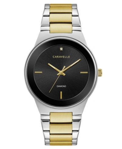 Shop Caravelle Designed By Bulova Men's Diamond-accent Two-tone Stainless Steel Bracelet Watch 40mm In No Color