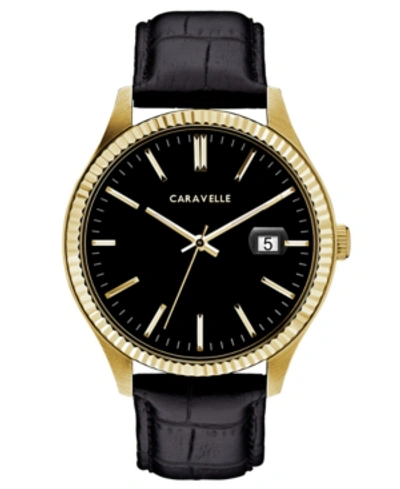 Shop Caravelle Designed By Bulova Men's Black Leather Strap Watch 41mm In No Color