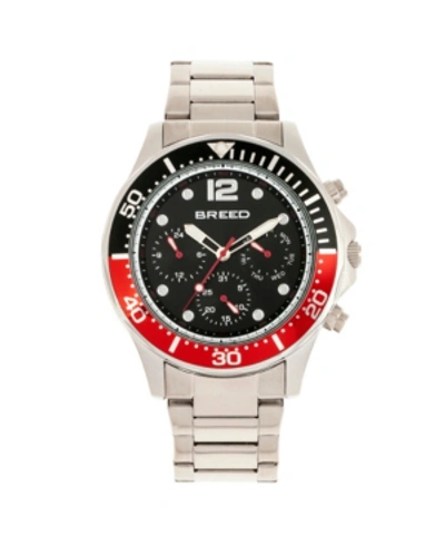 Breed Quartz Pegasus Black And Red Face Multi-function Silver Alloy Watch 46mm In Silver