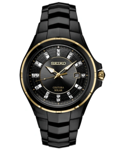 Shop Seiko Men's Coutura Diamond-accent Black Stainless Steel Bracelet Watch 42.5mm