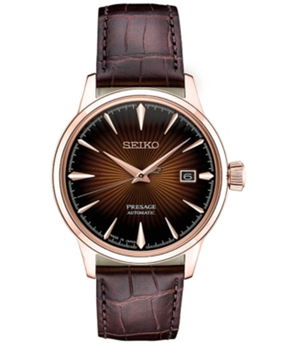 Shop Seiko Men's Automatic Presage Brown Leather Strap Watch 40.5mm