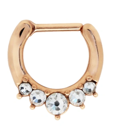 Shop Rhona Sutton Bodifine Stainless Steel Crystal Septum Clicker In Rose Gold