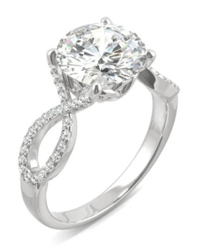 Charles & Colvard Moissanite Round Twisted Shank Ring (2-9/10 Ct. Tw. Diamond Equivalent) In 14k White Gold In White Gold