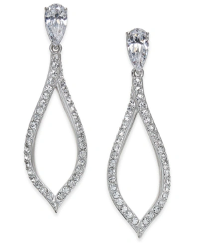 Shop Eliot Danori Silver-tone Pave Drop Earrings, Created For Macy's