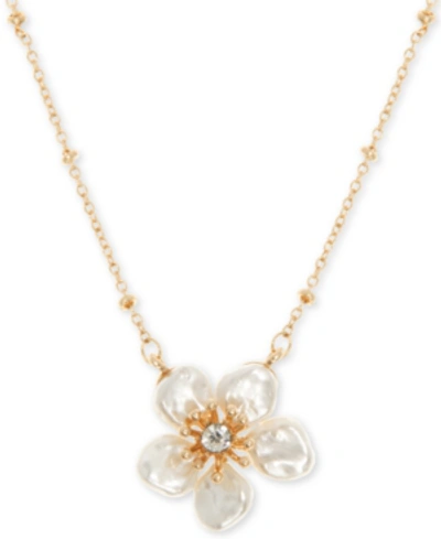 Shop Lonna & Lilly Gold-tone Crystal Flower Pendant Necklace, 16" + 3" Extender In White
