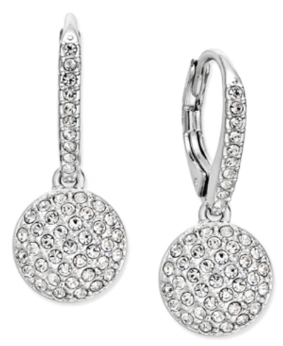 Shop Eliot Danori Rose Gold-tone Pave Disc Drop Earrings, Created For Macy's In Silver