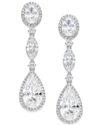 Shop Eliot Danori Oval Crystal Drop Earrings, Created For Macy's In Silver