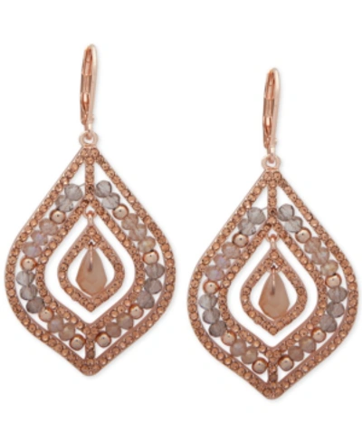 Shop Lonna & Lilly Pave & Stone Beaded Chandelier Earrings In Rose