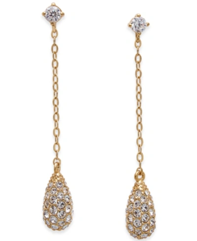 Shop Eliot Danori Gold-tone Pave Drop Earrings, Created For Macy's