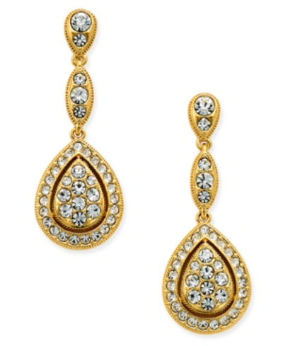 Shop Eliot Danori Gold-tone Teardrop Pave Drop Earrings, Created For Macy's