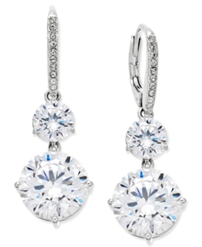 Shop Eliot Danori Silver-tone Crystal Double Drop Earrings, Created For Macy's