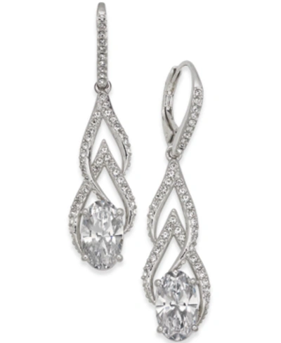 Shop Eliot Danori Silver-tone Crystal & Pave Drop Earrings, Created For Macy's