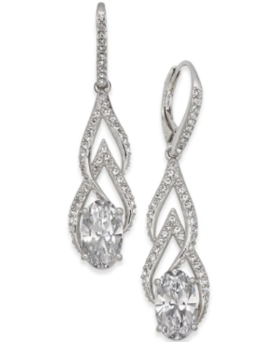 Eliot Danori Silver-tone Crystal & Pave Drop Earrings, Created For Macy's In Silver