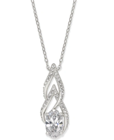 Shop Eliot Danori Silver-tone Cubic Zirconia Pendant Necklace, Created For Macy's