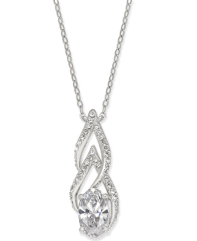 Eliot Danori Silver-tone Cubic Zirconia Pendant Necklace, Created For Macy's In Silver