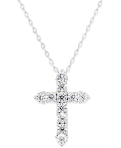 Shop Eliot Danori Silver-tone Crystal Cross Pendant Necklace, Created For Macy's