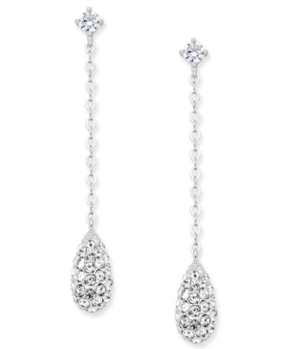 Shop Eliot Danori Gold-tone Pave Drop Earrings, Created For Macy's In Silver