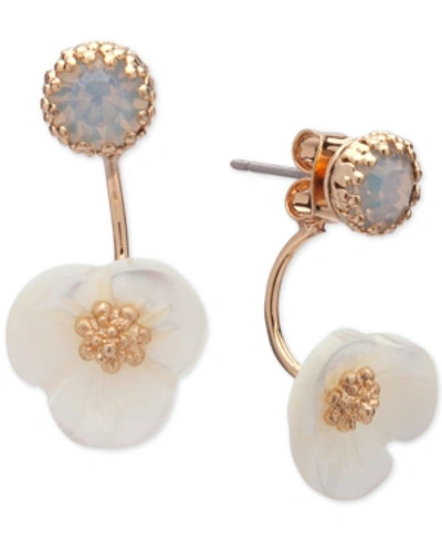 Lonna & Lilly Gold-tone White Flower Front And Back Earrings In White