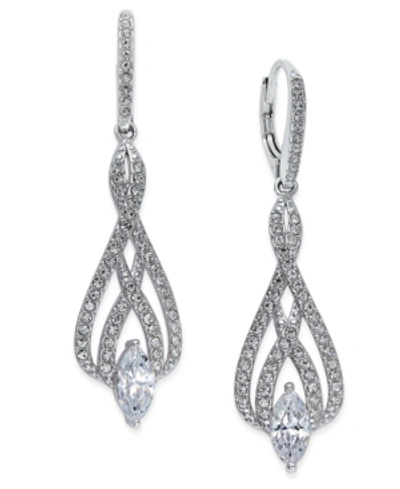 Shop Eliot Danori Silver-tone Marquise Crystal And Pave Drop Earrings, Created For Macy's