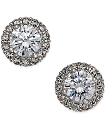 Shop Eliot Danori Gold-tone Crystal Halo Stud Earrings, Created For Macy's In Silver