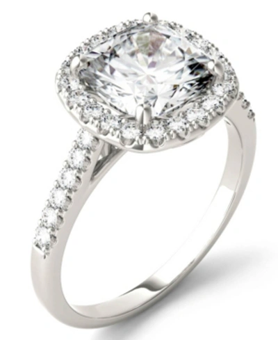 Charles & Colvard Moissanite Cushion Halo Ring (2-7/8 Ct. Tw. Diamond Equivalent) In 14k White Gold In White Gold