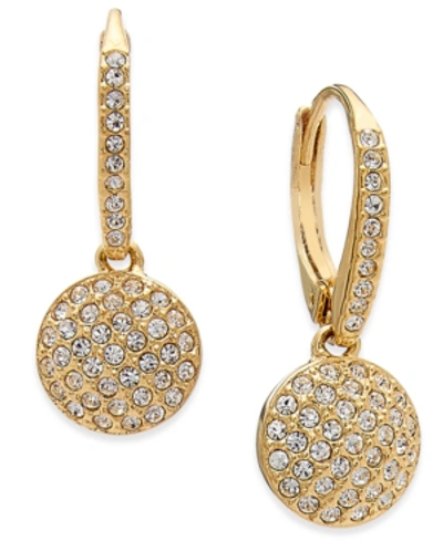 Shop Eliot Danori Rose Gold-tone Pave Disc Drop Earrings, Created For Macy's
