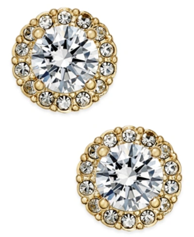 Shop Eliot Danori Gold-tone Crystal Halo Stud Earrings, Created For Macy's