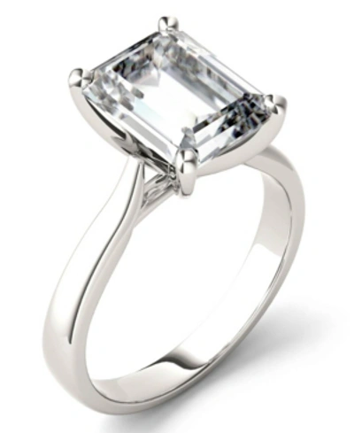 Charles & Colvard Moissanite Emerald Solitaire Ring (3-1/2 Ct. T.w. Diamond Equivalent) In 14k White Gold In White Gold