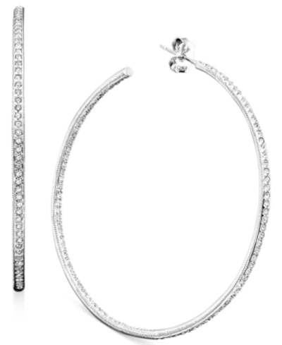 Shop Eliot Danori Inside Out 2" Medium Hoop Earrings , Created For Macy's In Silver