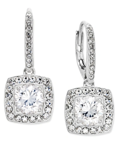 Shop Eliot Danori Silver-tone Crystal Square Drop Earrings, Created For Macy's